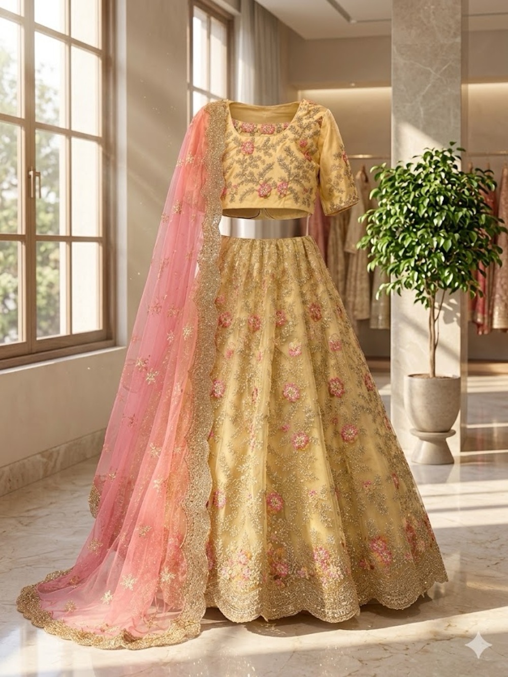 Embroidered Lehenga Choli Set with Dupatta | Blouse chest size 38 NWOT